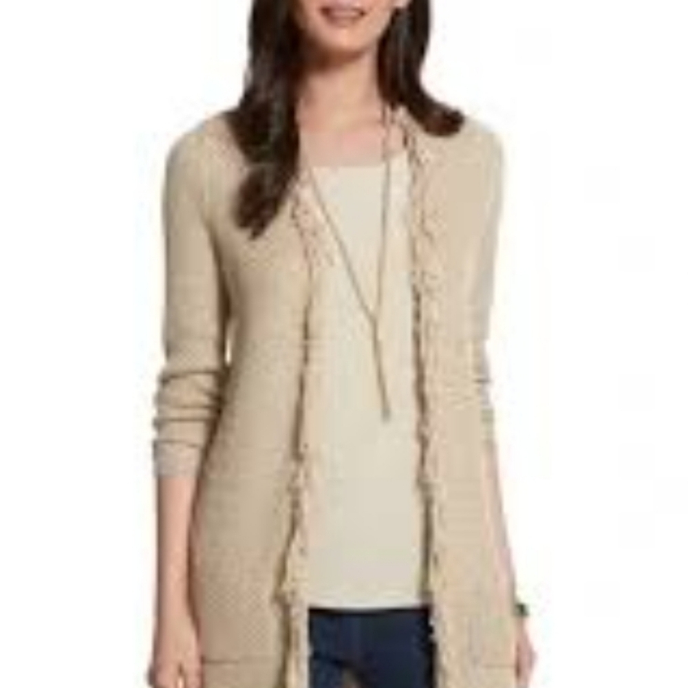 Chicos Cardigan Cream Fringe